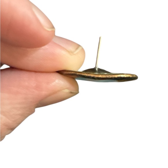 Colorful Patterned Copper Enameled Earrings - Picture 2 of 3